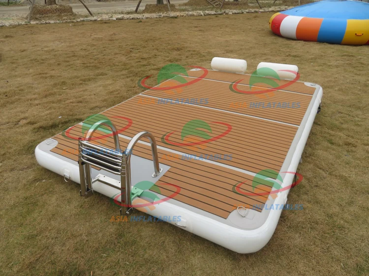Outdoor Inflatable Swim Island Floating Raft Inflatable Floating Water Jet Ski Dock Floats Platform With Ladder