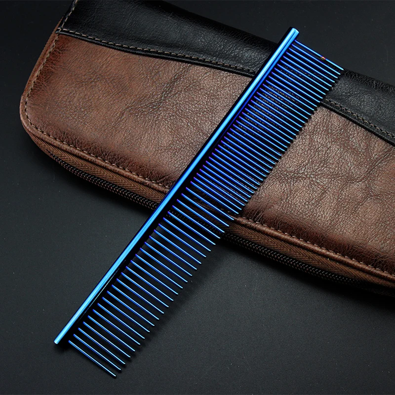 Pet Stainless Steel Density Row Comb Sparse Dense Teeth Paint Plating Colorful Rose Red For Small Medium Large Cats And Dogs