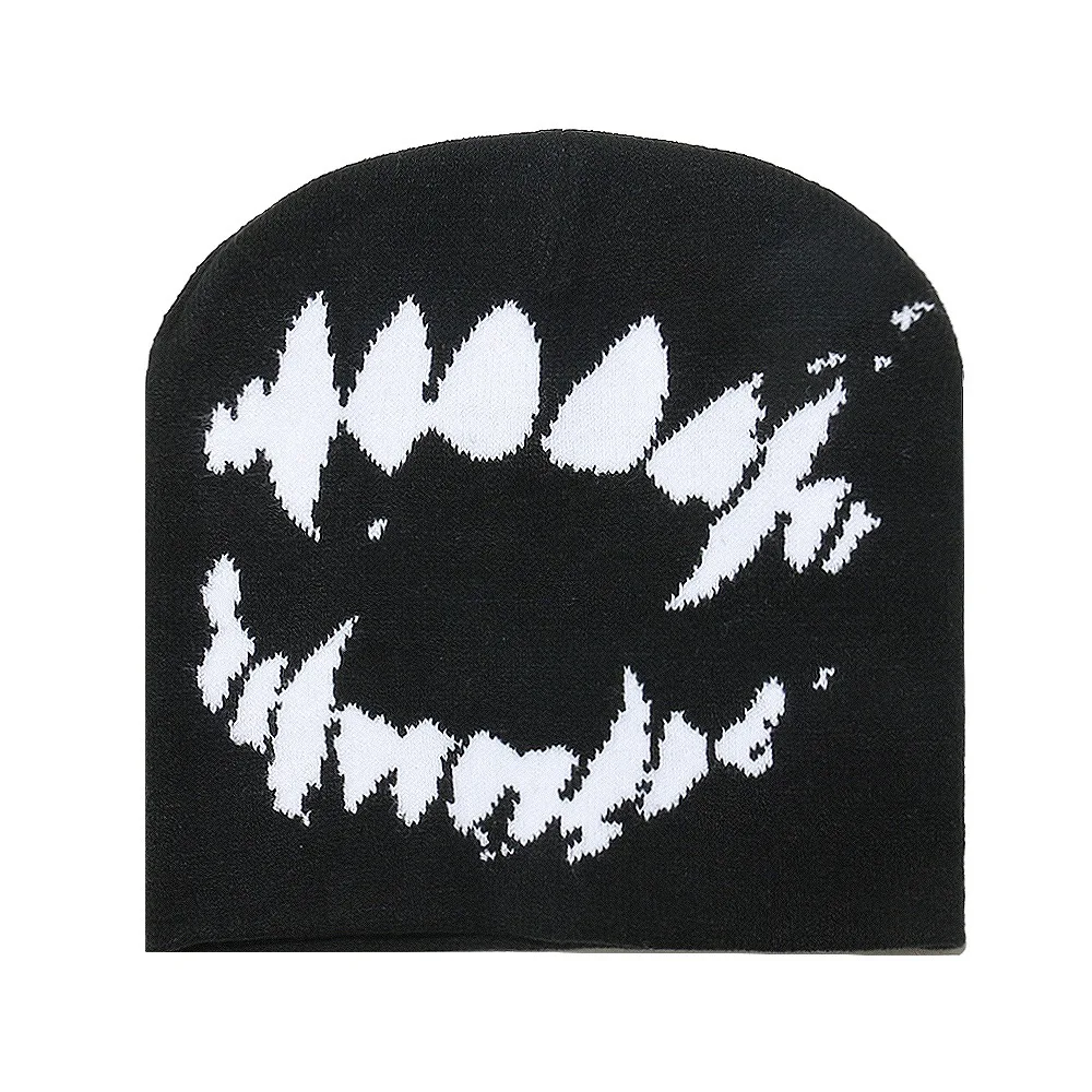 2024 Autumn Winter New Personality Hip Hop Grimace Knitted Hat Street Outdoor Cold Hat Custom Logo Beanie Hat