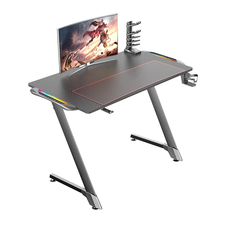 Adjustable Gaming Desk Computer Racing Table with RGB Led Lights Computer  Gaming Table