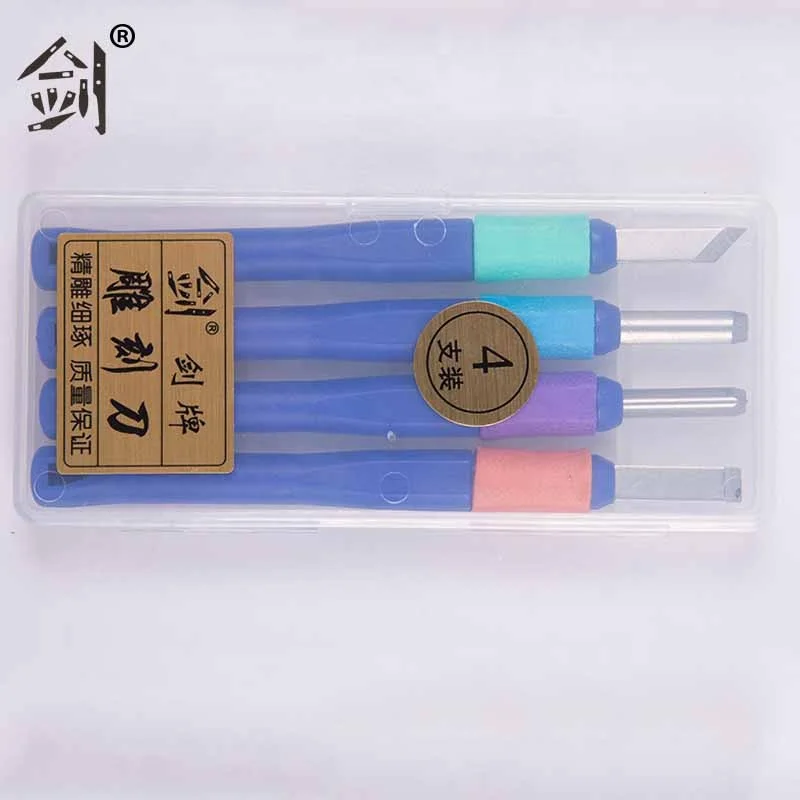 Sk2 Wood Carving Chisel 4pcs Plastic Handle Wood DIY Carving Knife For Carving