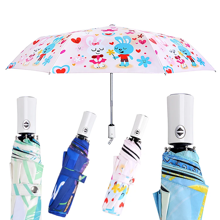 Rain season summer custom uv blocker travel umbrella uv protection sunscreen 3 fold umbrella automatic