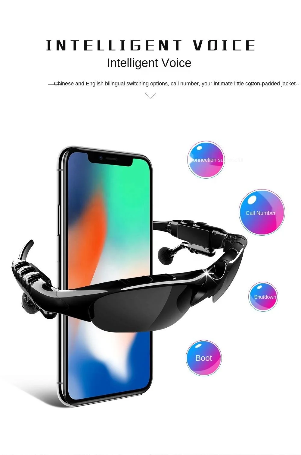 New sunglasses smart earphone driving headset smart sports glasses with headset 5.1 sunglasses