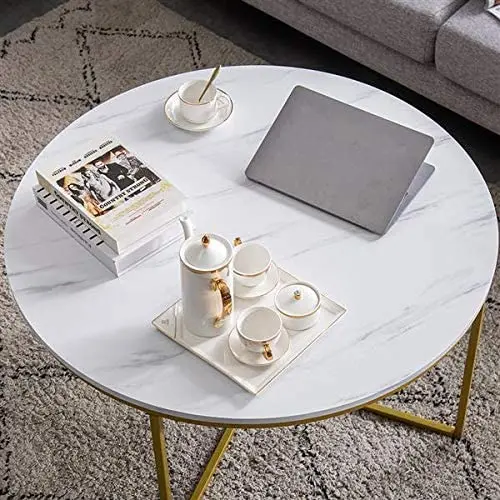 
Combohome Round Marble MDF Coffee Modern Accent Side Tea Table 