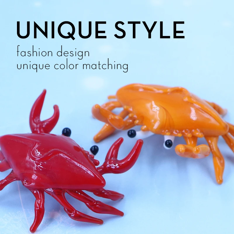 Colorful Lampwork Art Murano Glass Small Crab Animal Figurine