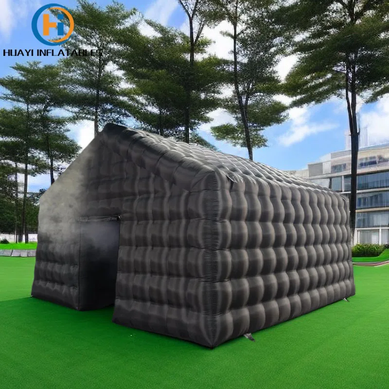 HUAYI 20ft commercial led grade Black disco light mobile night club tent  Party  inflatable nightclub for party