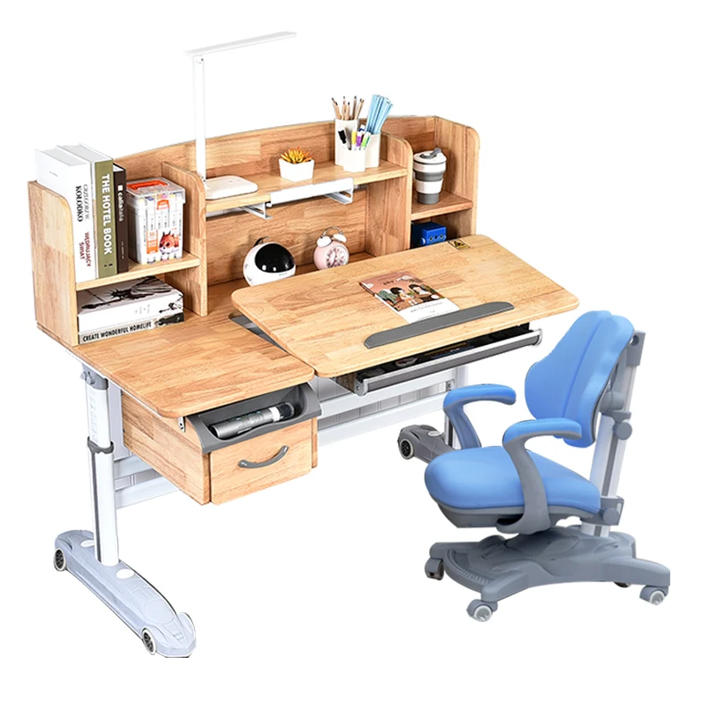 
kids children adult furniture home and school ergonomic modern solid wood study table desk and chair set 