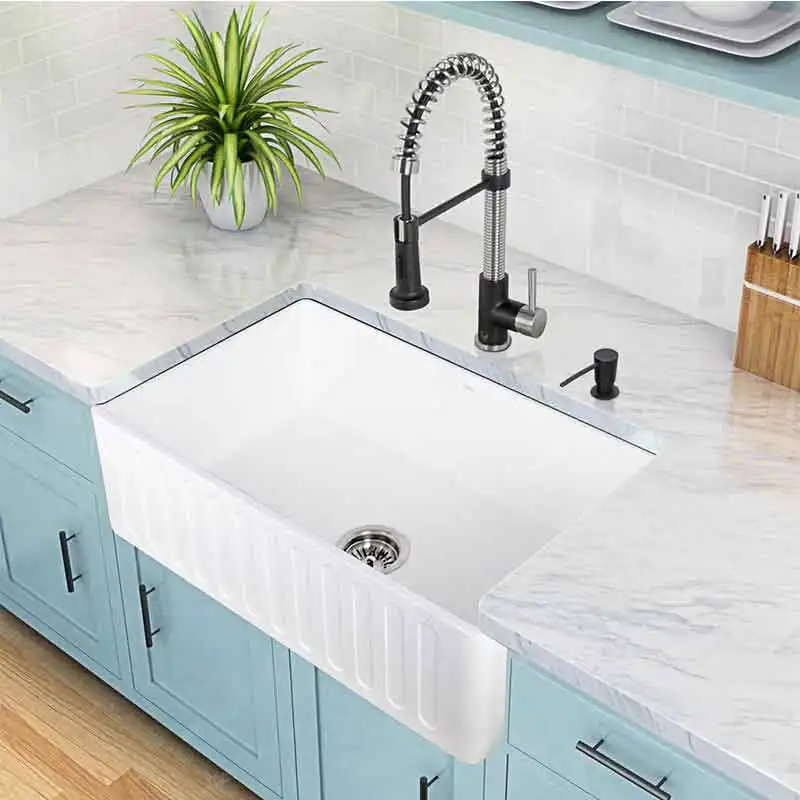 Wholesale Modern Luxury  White Ceramic Apron Front Farmhouse Kitchen Sinks