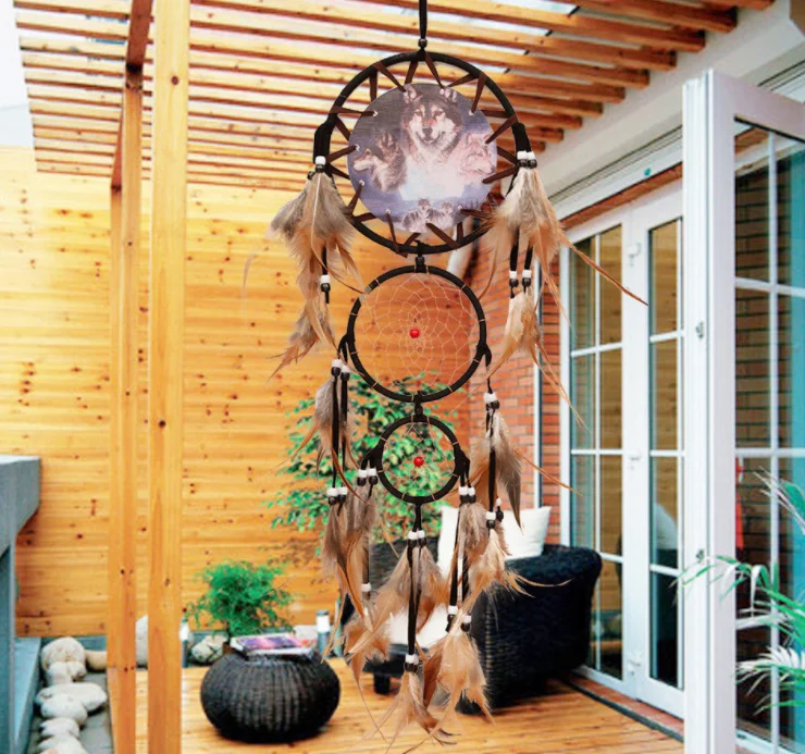 Large Wholesale Handmade Boho Hanging Feather Dream Catcher for Car Home Room Door Wall Art Party Decor Ornament  Craft DIY Kit
