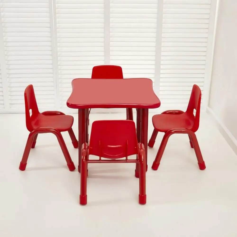 Colorful Kids Study Plastic Rectangular Table and Chair Set for Kindergarten Furniture