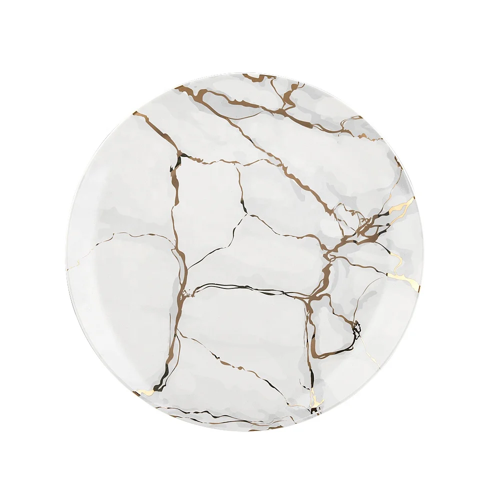 Home decor Gold Printed Bone China marble dinner set Dinnerware for home