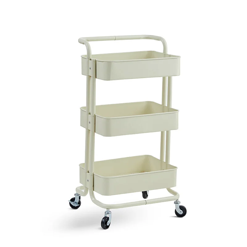 office mobile heavy duty 3 tier metal shelf storage rolling 3 layer rotating kitchen trolley utility cart with wheels