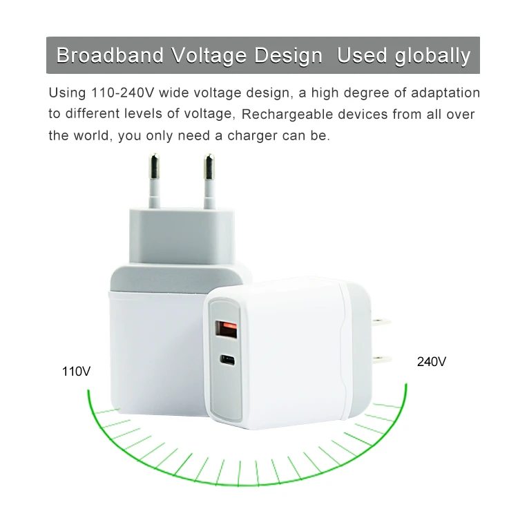 
Mobile Phone USB Wall Charger,QC 3.0 18w + USB 18w wall charger,For macbook charger pd Mobile Phone Charger 
