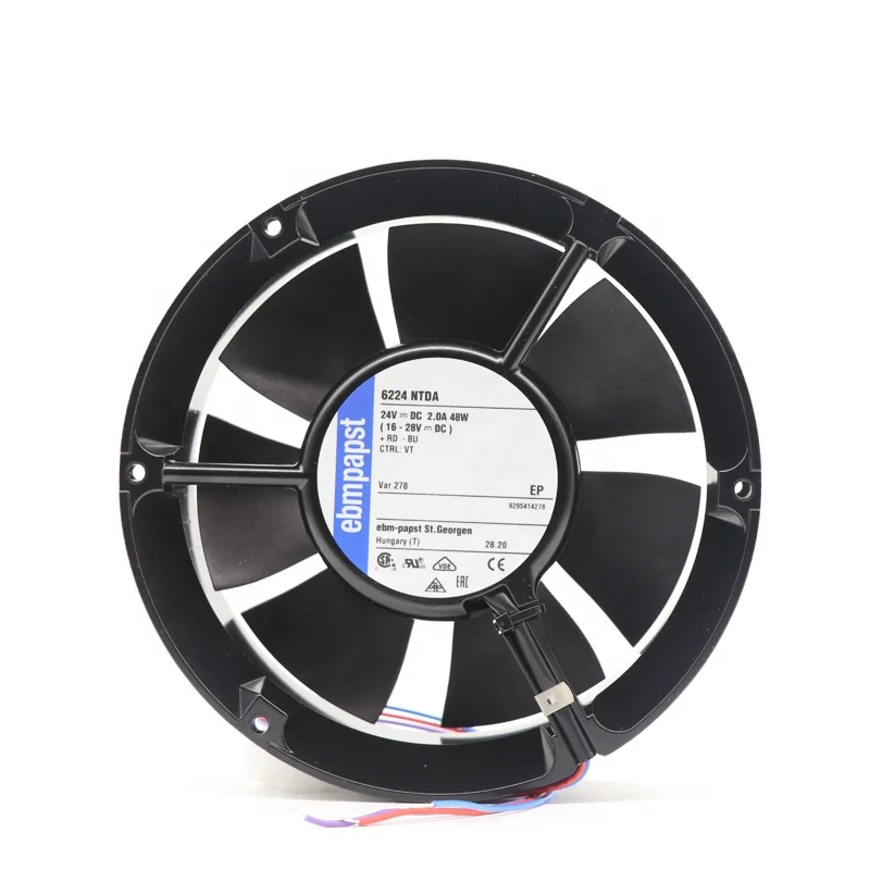 ebmpapst 6224NTDA 48W 24V DC 172*51mm 353 CFM 5100RPM Ball Bearing All Metal IP20 Wind Power Axial Cooling Fan