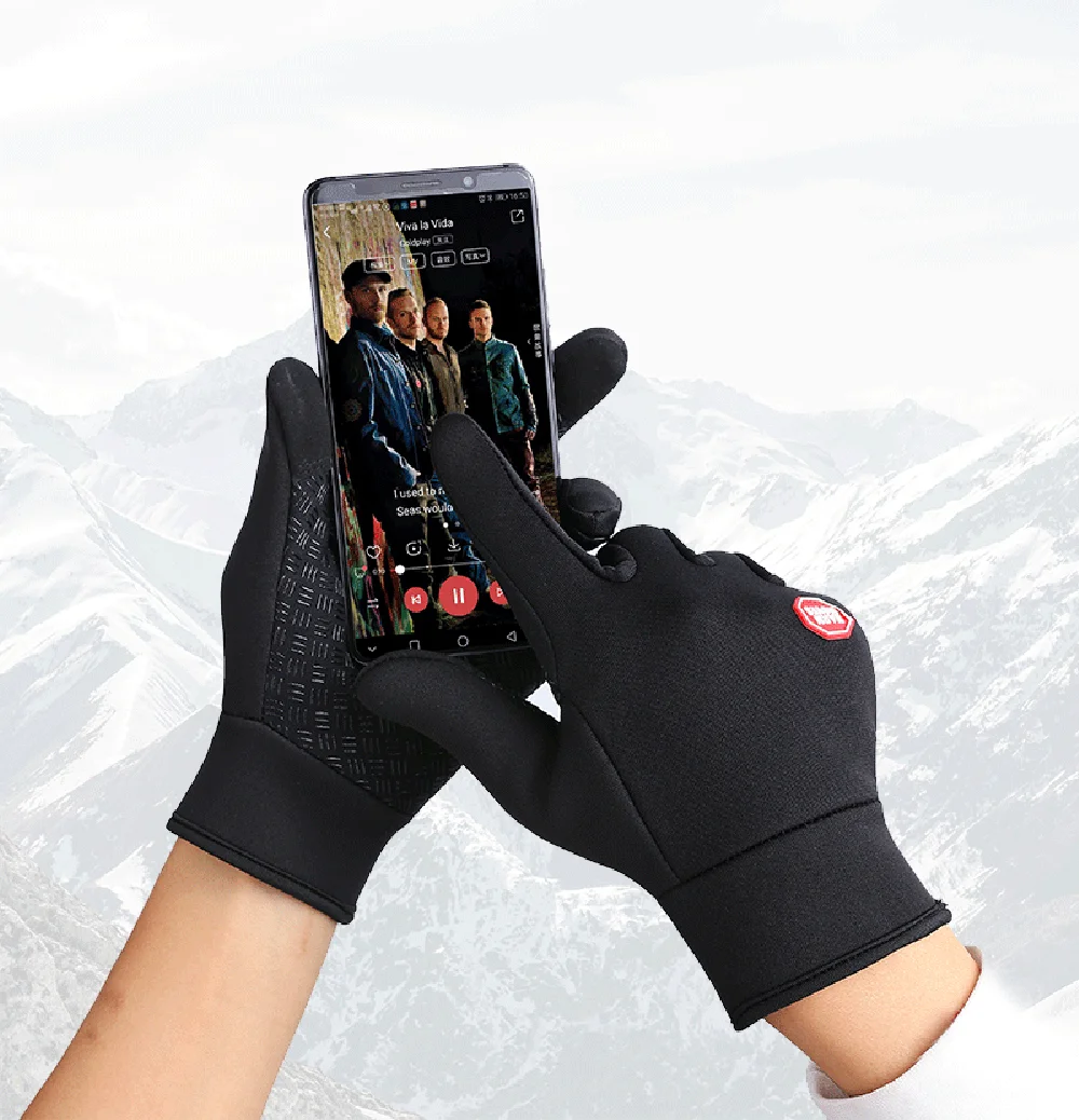 High Quality Outdoor Sports Windproof SBR Shockproof Skiing Velvet Warm Riding Touch Screen Non-slip Silicone Wholesale Gloves