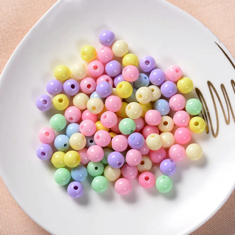 
Wholesale 4mm to 30mm perforated or non-perforated jewelry accessories DIY acrylic solid color other loose beads 