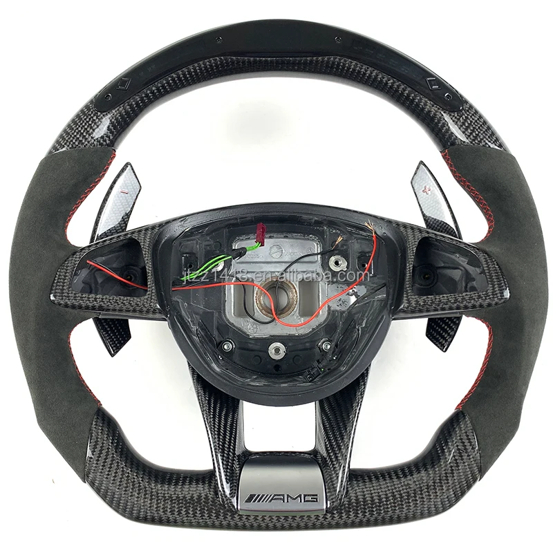 For Mercedes Benz AMG C300 E300GLC GLA GLE CLS 2013 2014 2015 2016 2018 LED display steering wheel carbon fiber leather