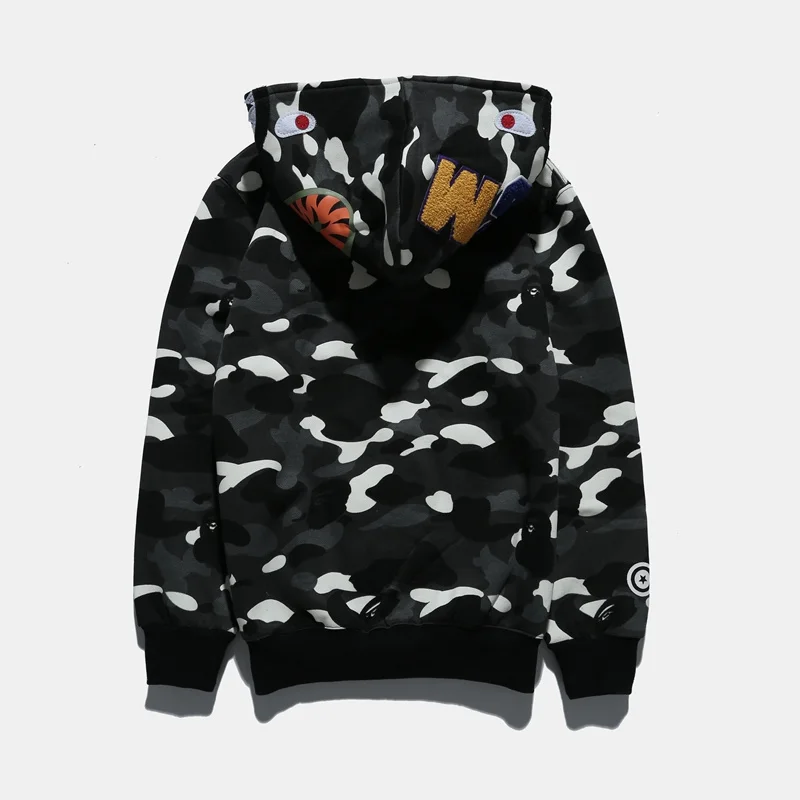 Wholesale Price Fashion Shark Bape Shark Hoodie Bape Light in the Dark Men Bape Sweatshirt With Full Zipper