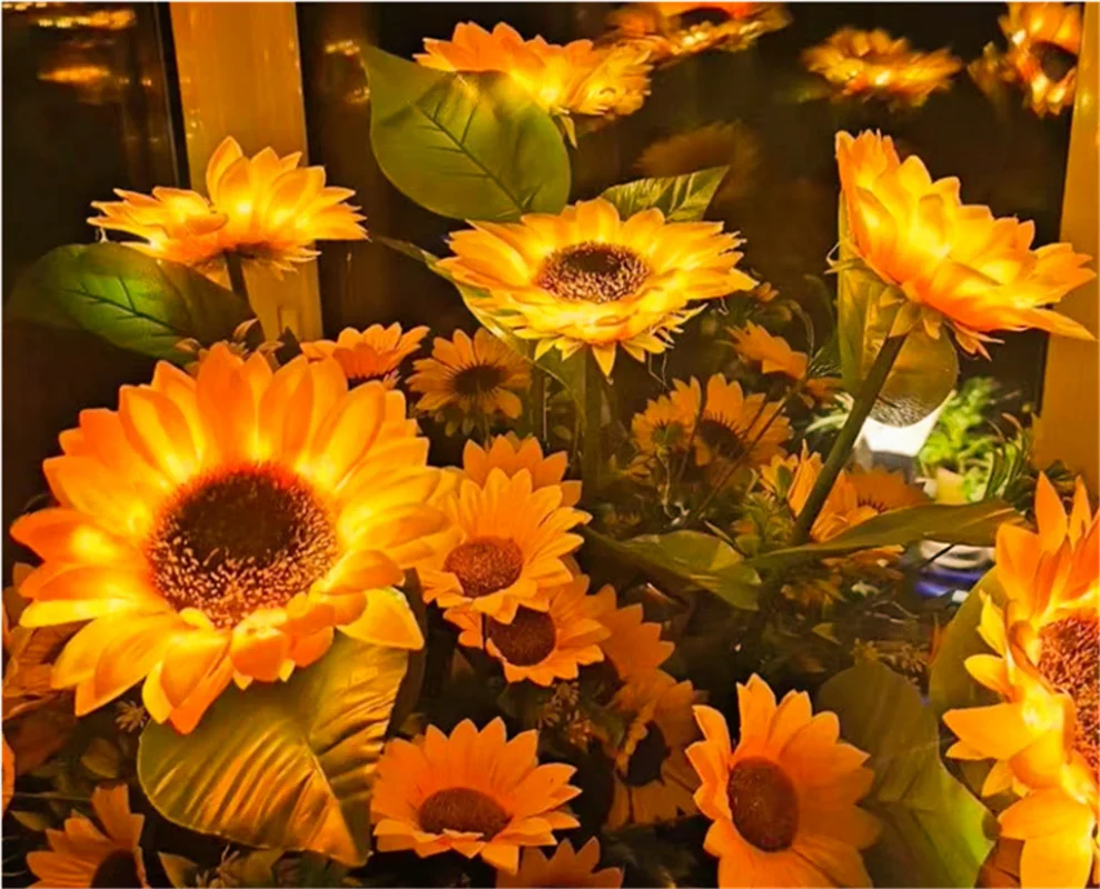 Garden Decoration Solar Artificial Sunflower, Waterproof Light for Park , Landscape Led