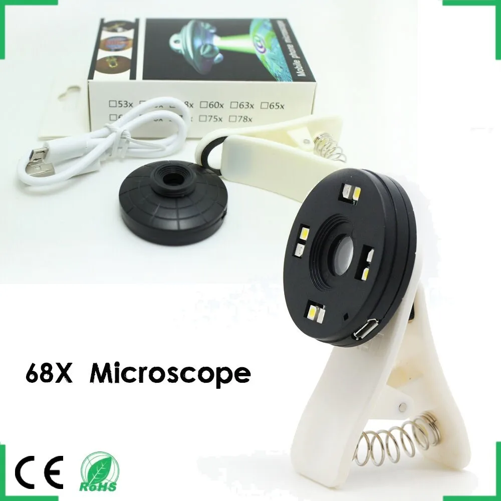 Optical Zoom Phone Lens Tablet Microscope LED Telescope Lens Universal Clip