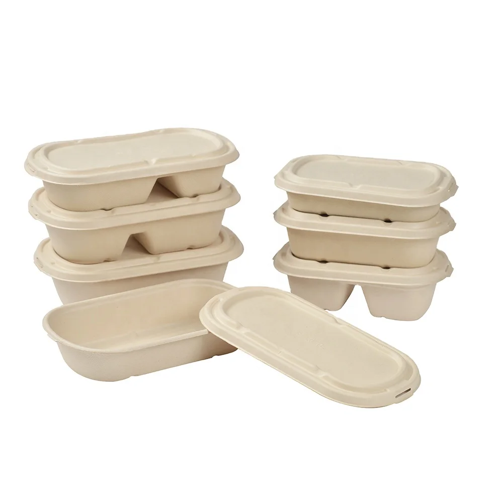 Compostable Tableware Disposable Envase Biodegradable Dinnerware Sugarcane Sugar Cane Bagasse Clamshell Food Container