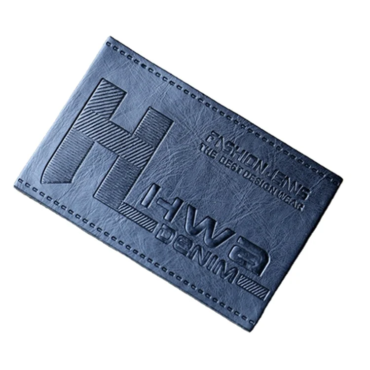 Wholesale Custom leather labels for bags Emboss Leather Labels Metal Logo Leather Patches on Gold Iron for clothes garment