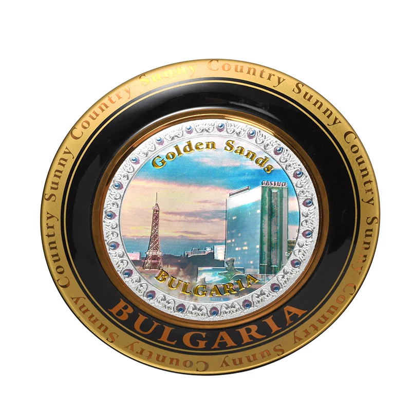 OEM Custom Logo Handmade Bulgaria Luxury Porcelain Austria Plate Rome Personalized Black Praha Ceramic Craft Plate