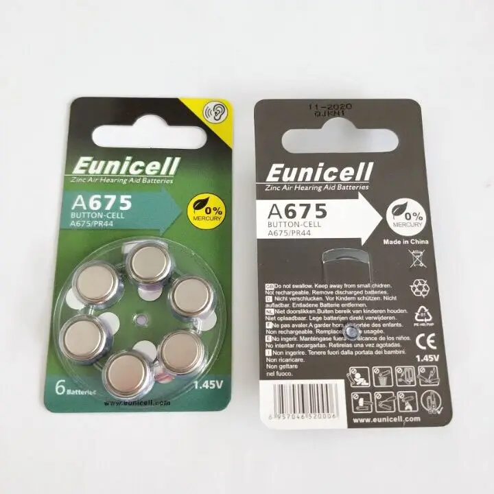 Eunicell 1 4 V батарейки для слуховых аппаратов 312 Размеры 10 (США) A13 A10 A312 A675