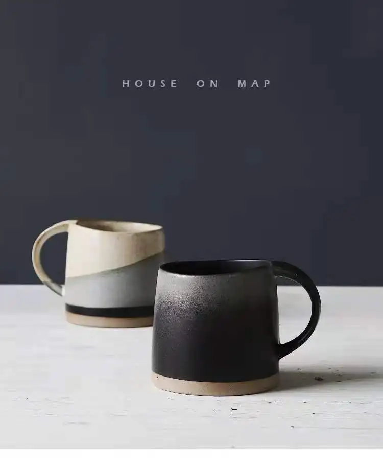 japanese style retro hand painted pottery clay ceramic mugs for tea coffee milk