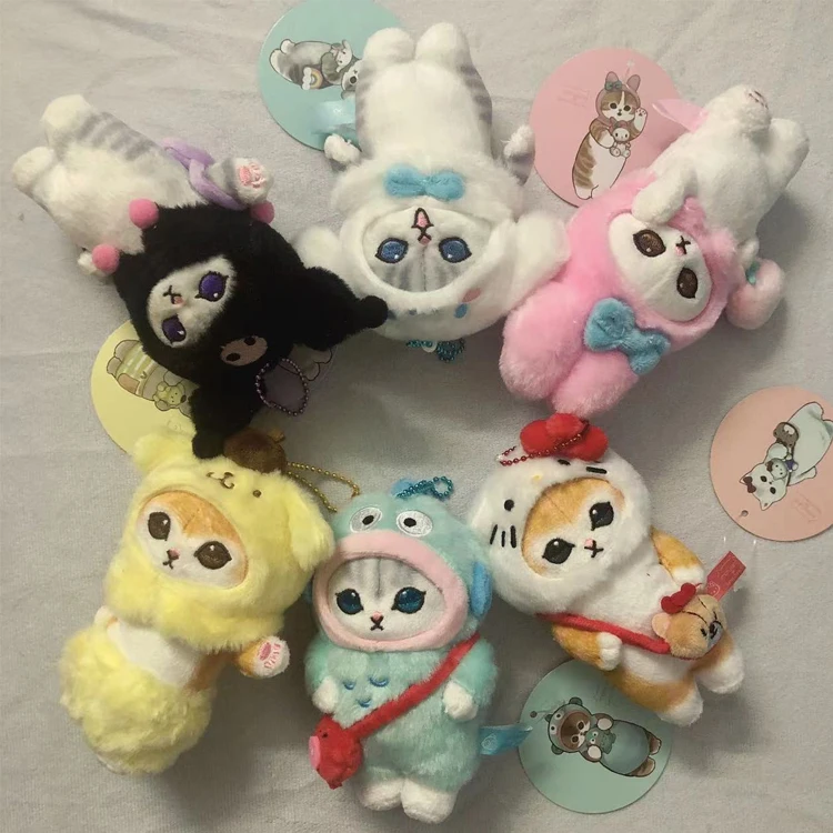 Cartoon Shark Cat Doll Dress Up Bee Series Sanrios My Melodies Kuromis Anime Kawaii Plush Cute Shark Cat Plush Toy bag pendant