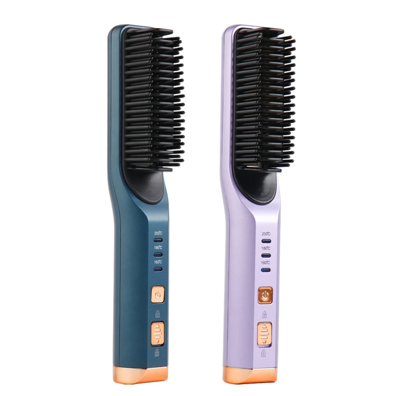 Custom logo portable hair tools styling wireless usb rechargeable hot hair travel mini straightener brush