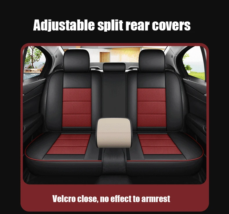 Sports Leather Car Seat Covers Full Set Protector Separate Cap Universal Fit for Toyota Tacoma