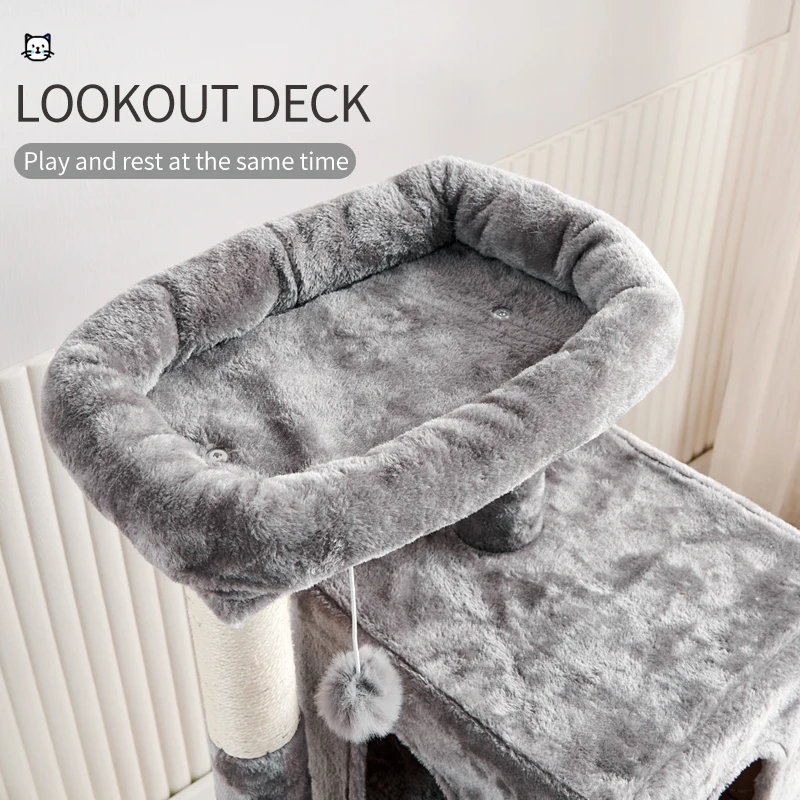 Wholesale have pet toys hemp grinding claws with bed resting bowl cat tree scratcher sisal cat castle