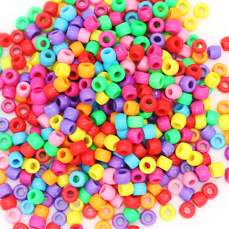 Wholesale 4*9mm Plastic Pony Beads Loose Large Hole Beads For Jewelry Making DIY Toy