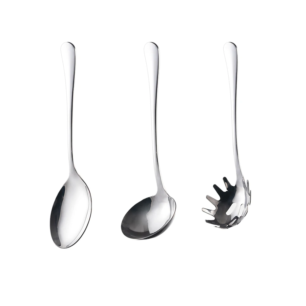Fast Delivery Restaurant Metal Soup Stainless Steel Large Serving Spoon Salad Rice Shared Spoon Buffet Tableware set for Party