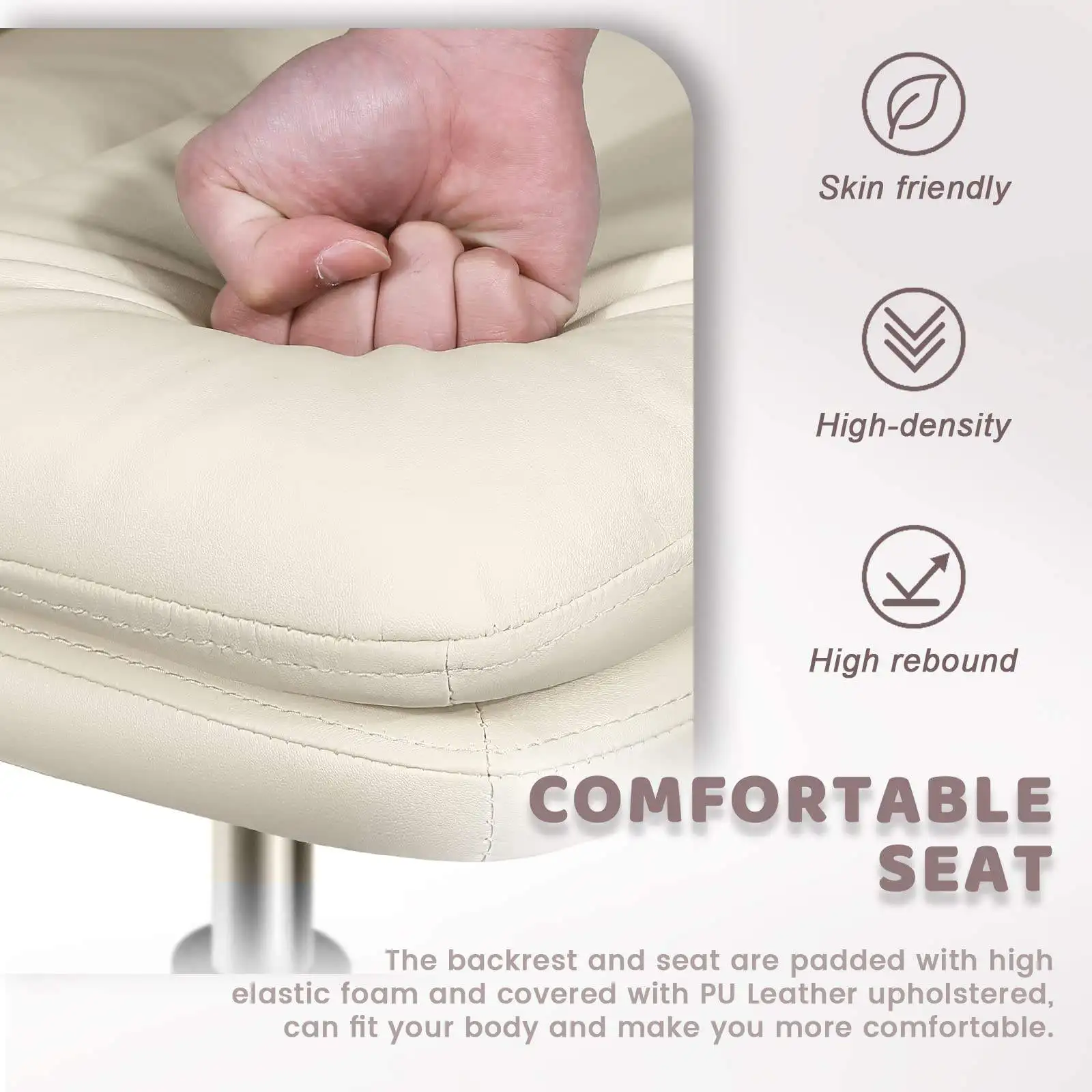 High Quality Durable Using Various Guaranteed Quality PU Leather Home Office Chair With Back Support