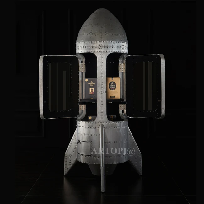 Unique exclusive aluminum aviator  world wine display cabinet with glass