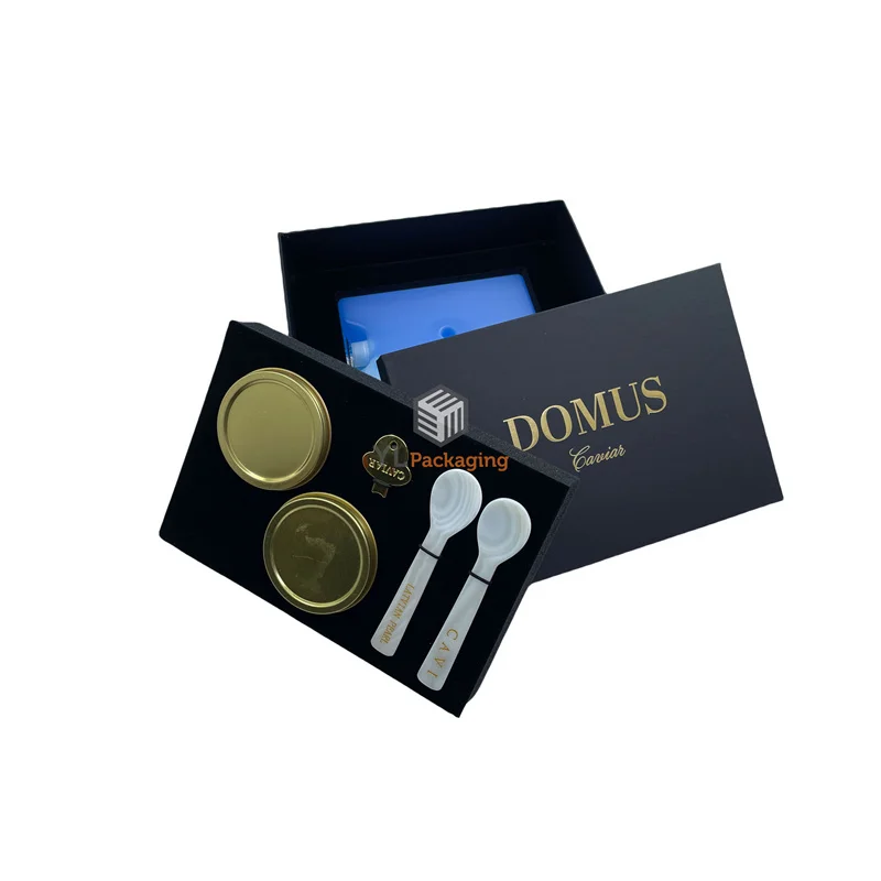 factory supplier custom black rigid gift box with foam insert for caviar
