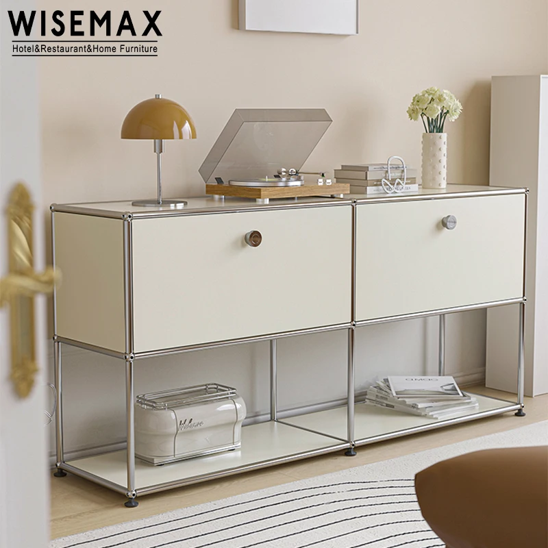 WISEMAX FURNITURE Modern stainless steel storage cabinet New kitchen metal sideboard for living room bedroom dining room