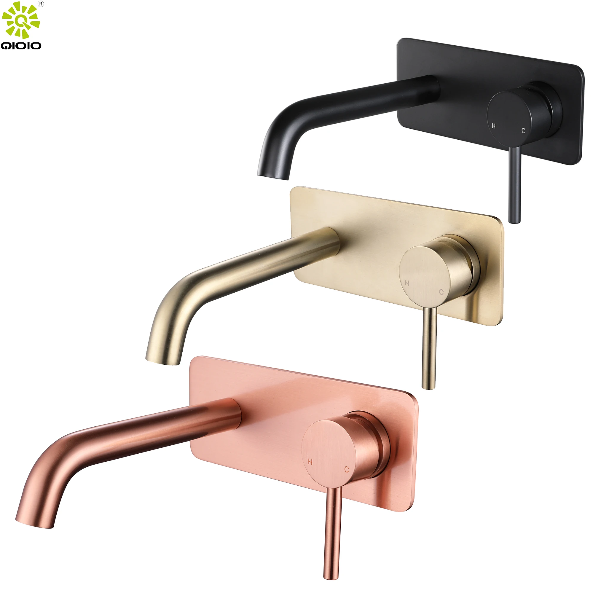 Europe style Bathroom faucet 304 Stainless Steel wall concealed basin mixer faucet