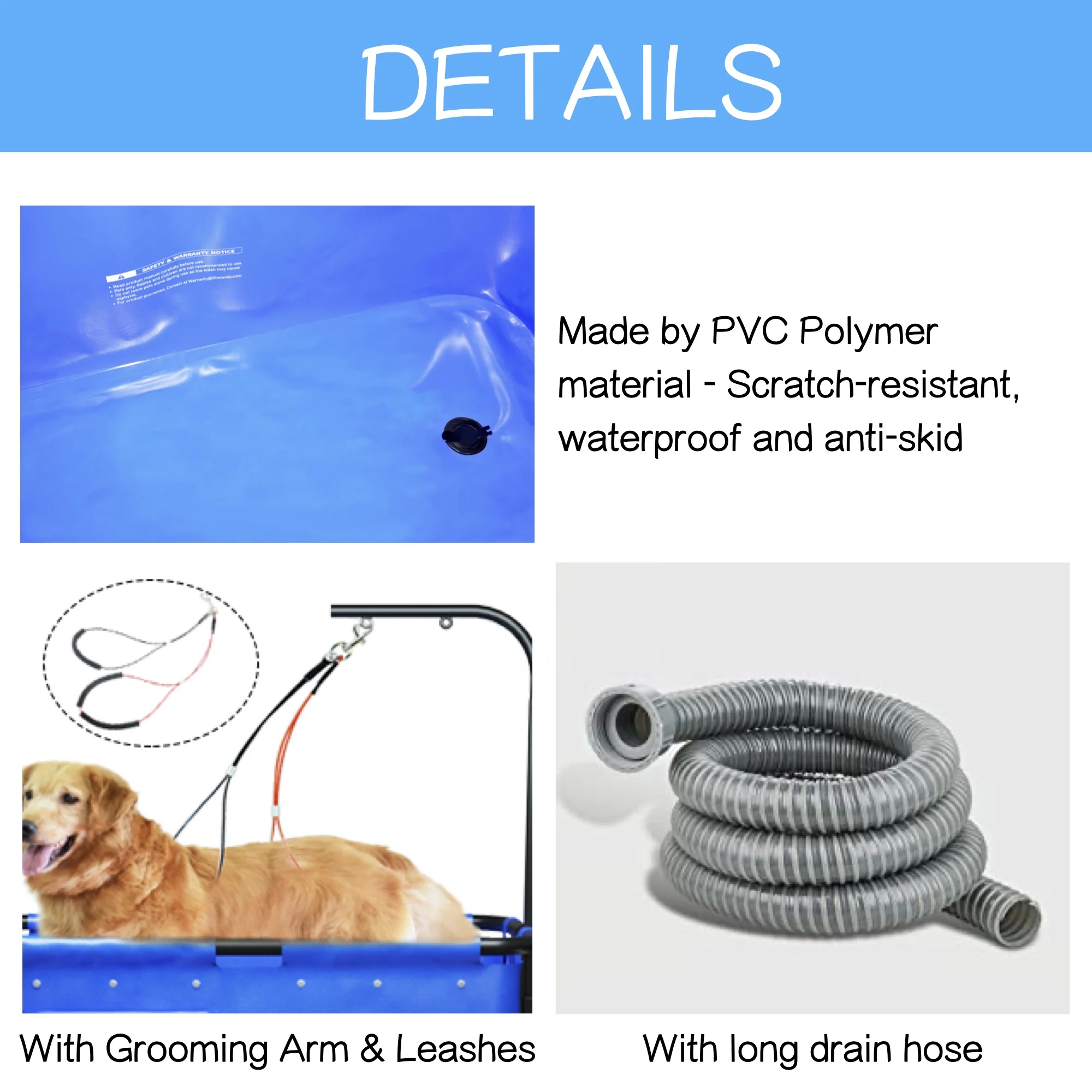 Portable PVC and Iron Animal Cleaning Equipment Dog Wash Machine and Pet Grooming Bath Bathtub for Spa Shower