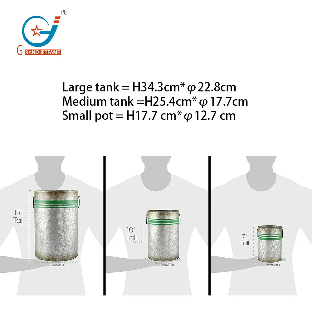 Оцинкованные ведеры для зелени, украшение фермерского дома, оцинкованные банки с зеленой лентой для рождественской зелени и цветов