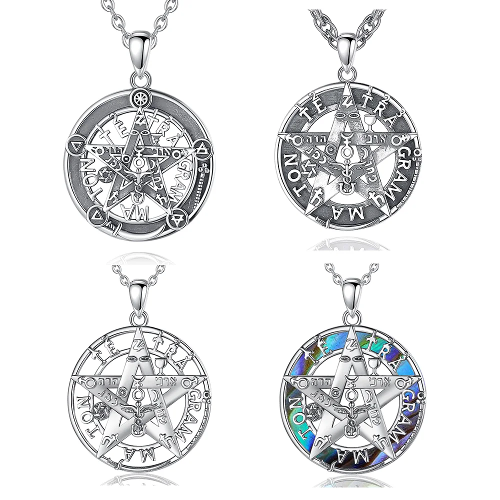 Merryshine pagan wiccan magic amulet 925 Sterling silver Pentacle tetragrammaton gothic halloween pentagram necklace