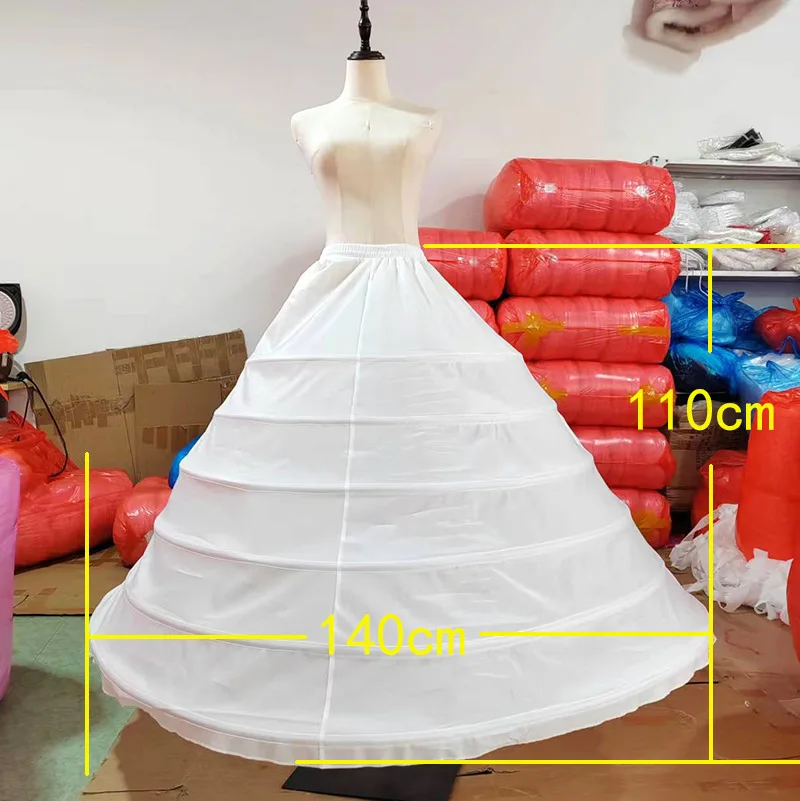 Women Crinoline Petticoat A-line 6 /8 Hoops Skirt Long Underskirt for Wedding Bridal Dress Ball Gown White