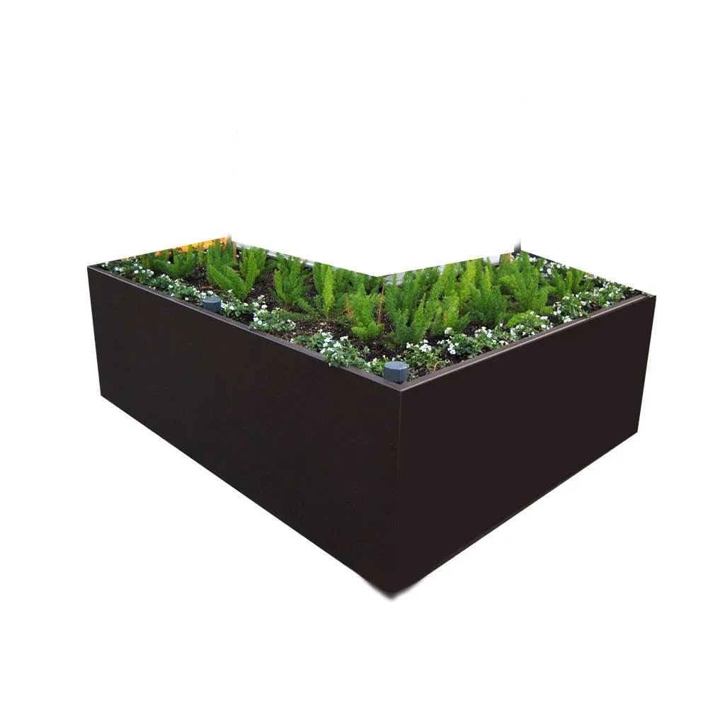 Decorative aluminum corner planter box L shape plant pots garden bed