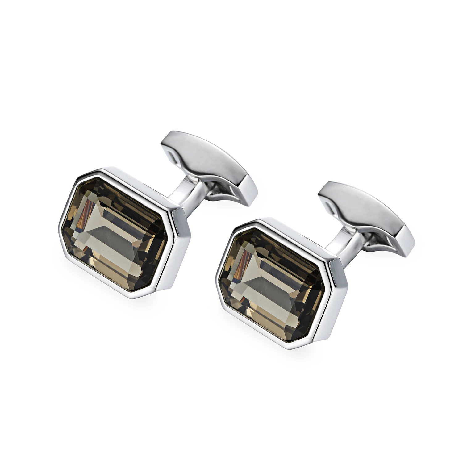 Low-Key Luxury Olive Green Glass Cufflinks High Quality Classic Square Brass Cuff links Men Shirt Cuffs Cufflink
