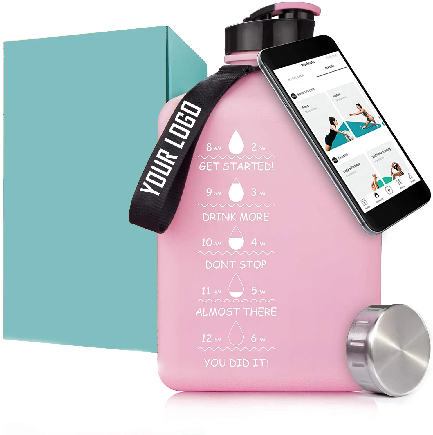 Hot sale factory custom logo sport water bottle 91oz/2.7L square plastic water bottle