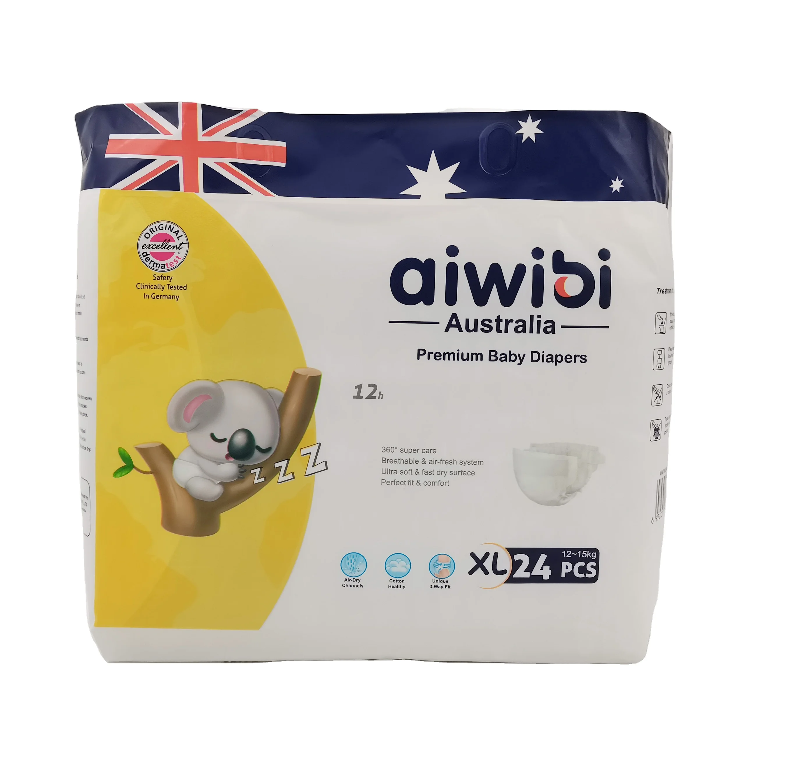 Australia aiwibi brand Factory wholesale high ultra thin high quality high absorption a1 size baby diapers