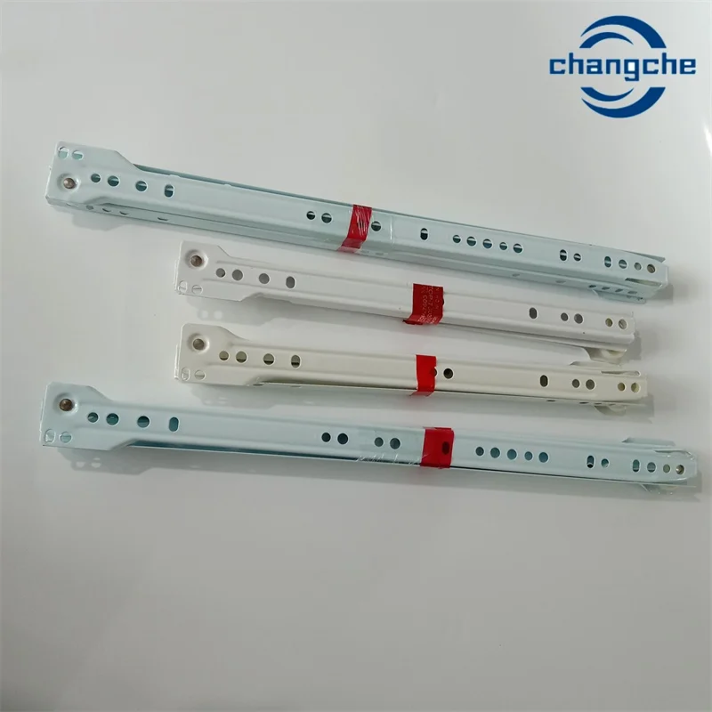 Furniture Accessories Telescopic Channel Rainbow Plating Steel Drawer Slide Kitchen Nylon Wheel Roller drawer slide rail