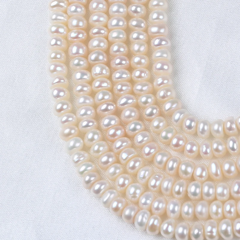 4 5-5 мм белый Заводская цена оптовая продажа натуральный жемчуг бисер Кнопка пресноводный